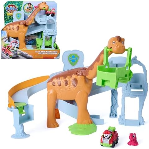PAW PATROL: Der Dino Film, Pup Squad Lift & Race Dino Spielset | inkl. Marshall Pup Squad Racer | Dino-Figur mit Rollen | für Kinder ab 3 Jahren