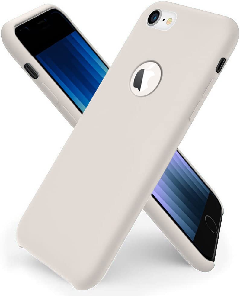 Image of VONZEE Liquid Silicone Soft Back Cover for iPhone 7 Case, Shockproof Slim Camera & Full Body Protection Non Yellowing Cover with Microfiber Lining & Logo Cut (4.7 Inch) -Stone Grey