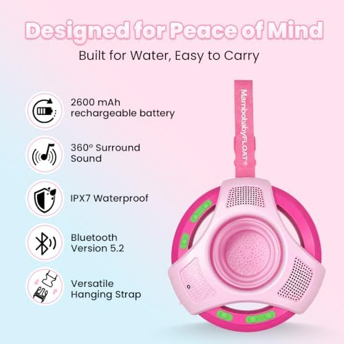 Mambobaby Floating Bluetooth Speaker with Collapsible Cup Holder, IPX7 - 1
