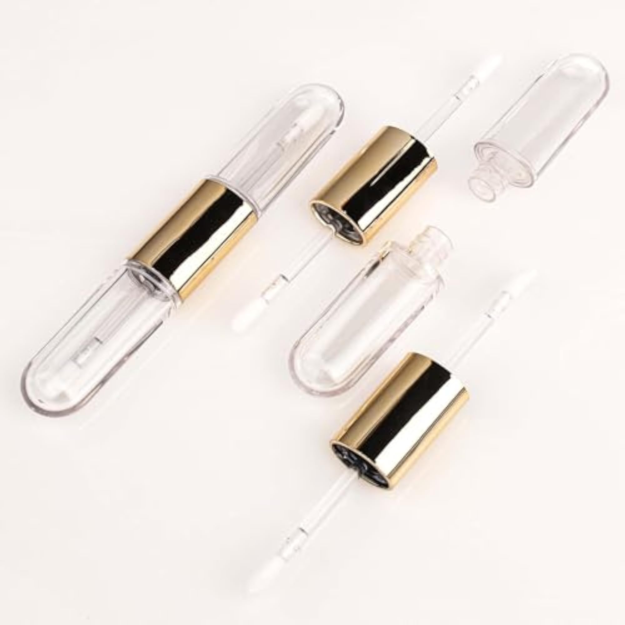 12pcs Gold Flat 4ml Dual Ended Lip Gloss Tubes