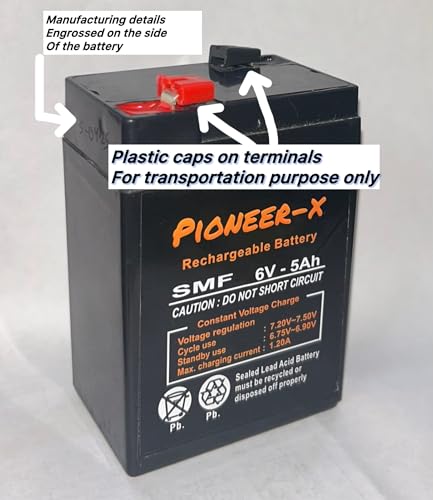 Image of 6 Volt 5 Ampere Rechargeable AGM-SMF Battery for Toy Cars, Weighing Machine