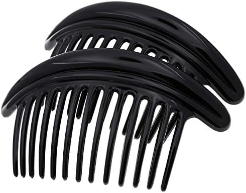 Camila Paris MP978/2 French Hair Side Combs, Black Curved Interlocking Combs French Twist Hair Combs, Strong Hold Hair Clips for Women Bun Chignon, Up-Do Styling Girls Hair Accessories Made in France