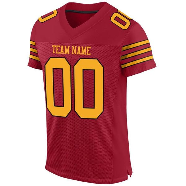 Custom Football Jersey, Football Shirt, Football Jerseys for Women, Football Jerseys for Men, Cardinal Gold-Black Football Jersey, Football Shirts for Men, Football Gifts