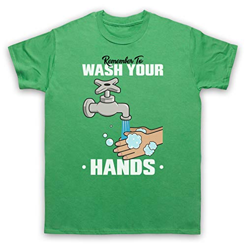 T-shirt publicitaire Remember to Wash Your Hands en coton vert pour homme taille S