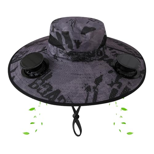 Chapeau de ventilateur solaire à large bord protection pliable contre la chaleur