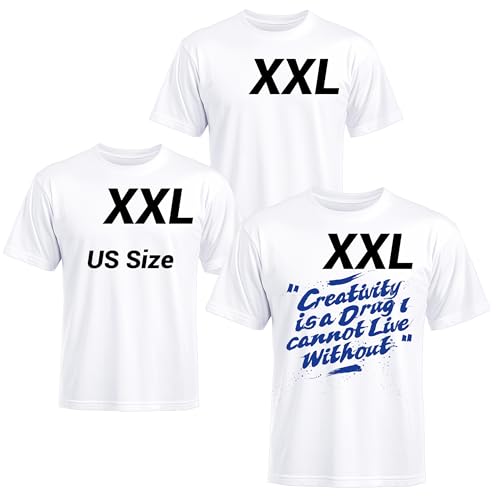 Image of Joyclub 3 PCS White Polyester T Shirts Bulk Sublimation Blanks Unisex Wholesale Crew Neck Short Sleeve for Heat Transfer DIY