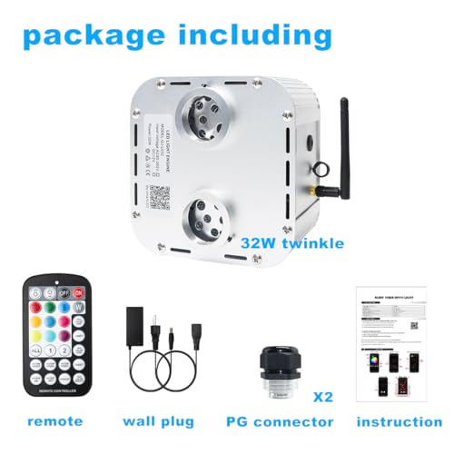Image of AZIMOM Dual Color 32W High Brightness Twinkle Fiber Optic Light Source RGBW Light Box Engine Diver Music Sensor Mode Bluetooth /RF Control for Home Star Ceiling Light Effect Decor