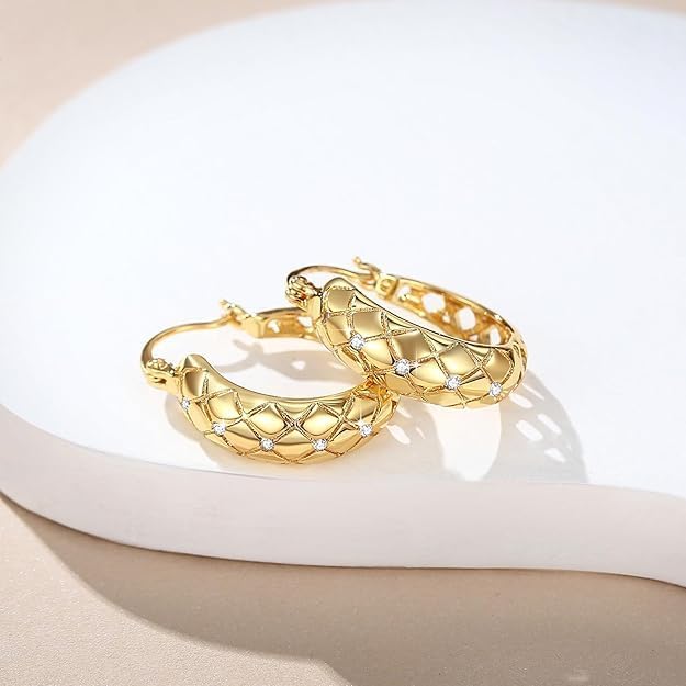 Gold Earrings for Women 14K Gold Hoop Earrings for Women Radiant Cubic Zirconia Comfortable Gold Earrings Women 20mm - Image 5