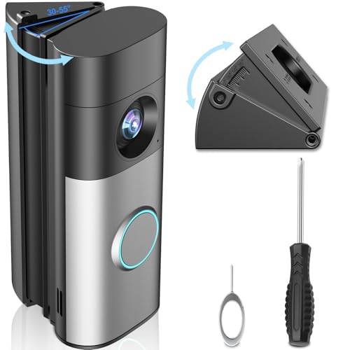 Adjustable 30-55 Doorbell Angle Mount for Ring Newest 2026 Battery Doorbell/Plus/Pro & Wired Doorbell/Pro/Plus Wedge Kit Corner Mounting Bracket Holder Accessories for House Enhanced Protection Mount