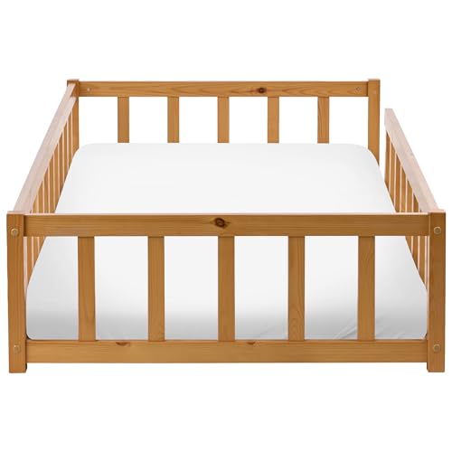 Letto Singolo Per Bambini In Legno Marrone Cameretta Con Telaio A Doghe 90 X 200 Cm - 7