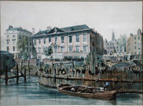 Tableau Vue d'un batardeau en bois Cooke décor d'ingénierie Pont de Londres 60x90