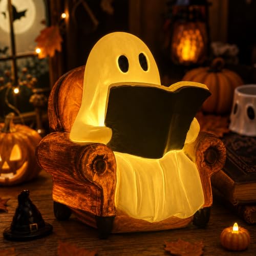 PAJH Ghost Reading Book Lamp Halloween Decorations Indoor Ghost Decor
