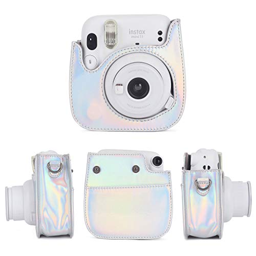 Phetium Instant Camera Case Compatible With Instax Mini 11,Pu Leather Bag With Pocket And Adjustable Shoulder Strap (Magic Silver) #TOP1