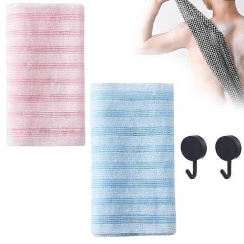 2026 Nouveau Serviette De Douche Exfoliante, 2/4 Pièces Serviette Exfoliante Douche, Pour Hommes Et Femmes (Bleu+Rose)