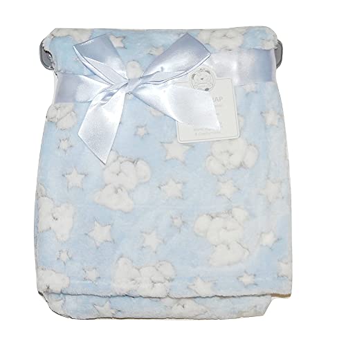 KAV Couverture en polaire douce - Doux unisexe pour landau, berceau, couffin, ensemble cadeau pour nouveau-né, bébé, fille/garçon, nourrisson - 75 x 100 cm (bleu) Cover