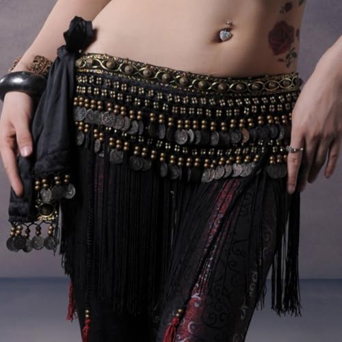 Ceinture de conception tribale pour danse orientale et écharpe de hanche douce à franges - 7