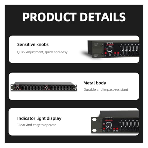 Compatible Con EQ215 Ecualizador Gráfico Dual de 15 Bandas, Montaje en Rack, Salida Para Subwoofer, Reducción de Ruido, Ecualizador Profesional Para DJ y Audio en Vivo (Plateado) miniatura 4