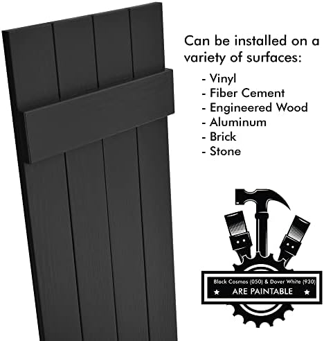 Pontiac Trail Board & Batten Shutters | 14.5"x51" - Black Cosmos/Paintable - 4