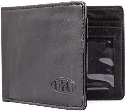 Big Skinny Men's Slimline Leather Bi-Fold Slim Wallet, Holds Up to 25 Cards, Black