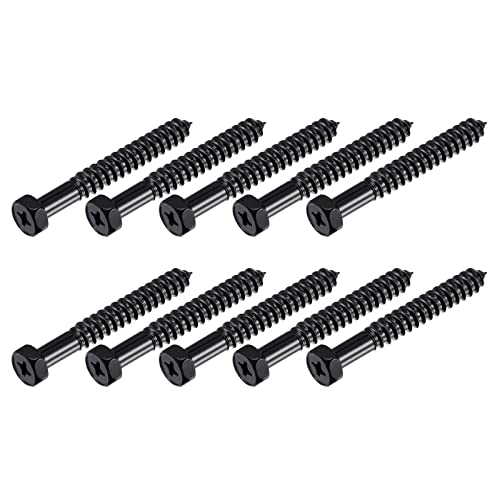 METALLIXITY Hex Lag Screws (5/16" x 2-1/2") 10Pcs, Carbon Steel Phillips Self-Tapping Wood Bolts - for Household Applications