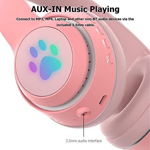 lifcasual L550 Over Ear Music Headset Glowing Cat Ear Headphones 7 cores luzes respiratórias Dobráve