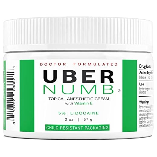 Uber Numb 5% Lidocaine Topical Numbing Cream Maximum Strength, 2 oz, Pain Relief Cream Anesthetic Cream Infused with Vitamin E and Allantoin
