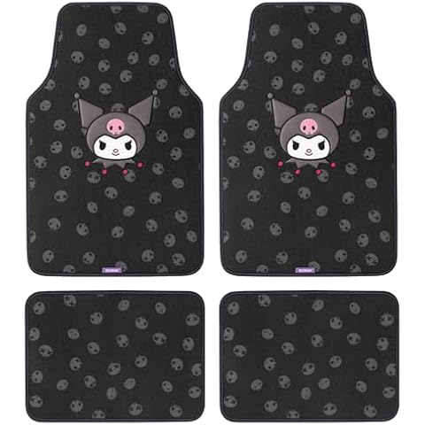 Sanrio Hello Kitty and Friends Kuromi Carpet Car Floor Mats, Universal Fit for Cars Trucks SUVs Hello Kitty Car Accessories for Women Cute Car Accessories, Non-Slip Front Rear Floor Mats for Cars Cover