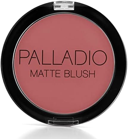 Palladio Matte Blush, Brushes onto Cheeks Smoothly, Soft Matte Look and Even Finish, Flawless Velvety Coverage, Effortless Blending Makeup, Flatters the Face, Convenient Compact, Toasted Apricot