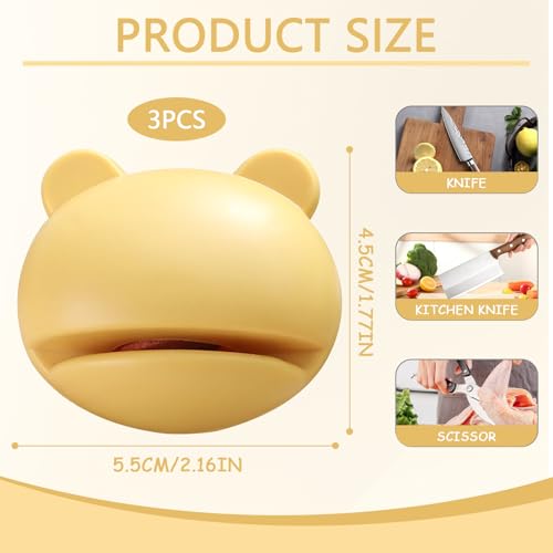 Image of 3PCS Compact Knife Sharpener for Kitchen Use, Small Sharpening Tool with Non Slip Base for Household Cooking and Food Preparation(Yellow,B,F)