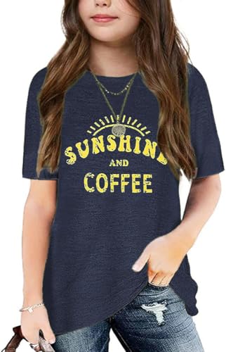 Image of Graphic Tees for Girls Kids Summer Tops Crewneck Short Sleeve T Shirt 5-14 Years