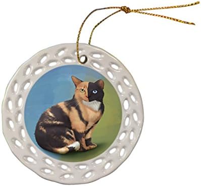 Doggie of the Day Chimera Cat Christmas Doily Ceramic Ornament