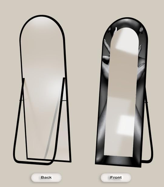 23,5’’W x 67’’H Eclipse Embrace – Black and White Floor Mirror Arched Full Lenght Mirror - Arch Full Body Stained Floor Mirror with Black Frame with Gold Frame