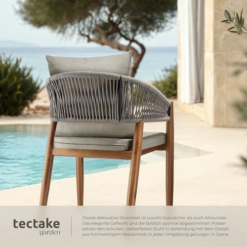 tectake® Gartenmöbel Set, Gartenstuhl Holz Rope Design, Balkon Sessel, Outdoor Möbel, Gartenstühle, Balkonmöbel, Terrassenmöbel… – Ansicht 4