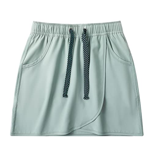 Kid1234 Girls Tennis Skirt High Waisted Golf Skort Athletic Skirt For Kids Running Quick Dry Workout With Pockets And Shorts Green #TOP17