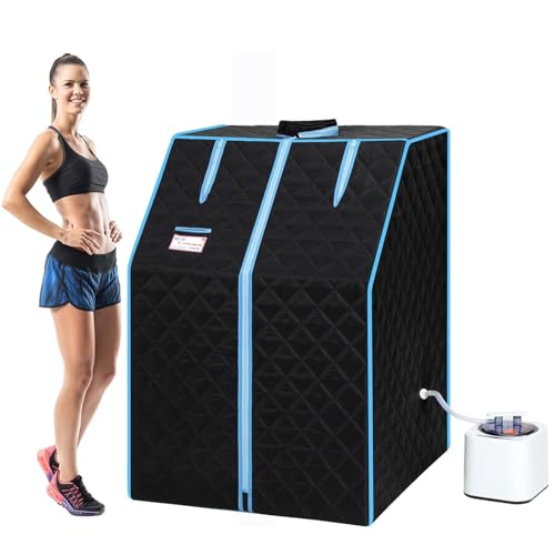 CONLONS Sauna,Portable Sauna Tent with 1000 Watt Steam Generator,60 Minute Timer, Folding Chair,Steam Cabin Home Sauna Spa for Relaxation (Black)