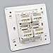 CAT5E Gigabit Network Socket, Ethernet RJ45 LAN Cable Faceplate Networking Port Face Plate Socket Box for Ethernet Cable Installation Internet Interface Panel Outlet 86x86mm (4 Ports)
