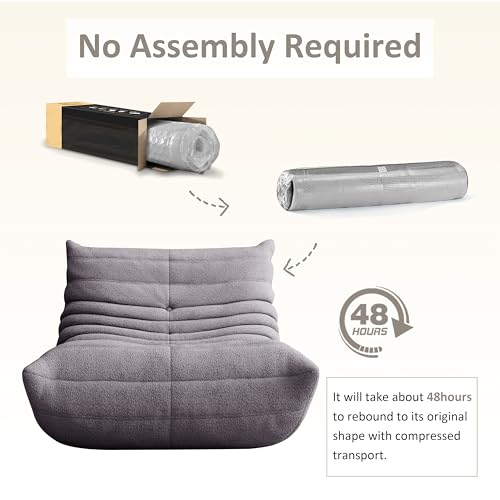 Image of Bean Bag Chairs for Adults, Memory Foam Reading Bean Bag Sofa Chair with Faux Fur Filler, Fireside Floor Gaming Chairs for Living Room, Bedroom and Office (Gray, Single)