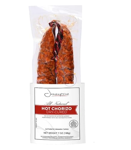 Hot Chorizo Ring - Spanish Chorizo For Authentic Tapas 7Oz (Sarta) - All Natural, No Nitrates Or Nitrites Added, No Color Additives Added, No Preservatives Added, No Artificial Ingredients, Gluten Free - Jamonprive #TOP27