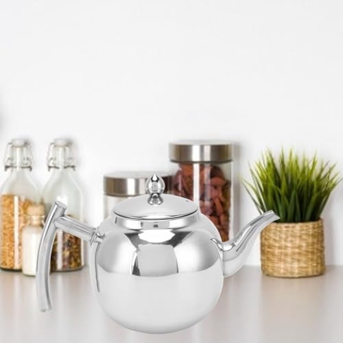 Silver Stainless Steel Teapot with Filter Spherical Design Leak-Proof Lid & Anti-Scald Handle Induction Cooker Compatible for Home & Office(800ml) by Anu Limen - Used condition - Image 8