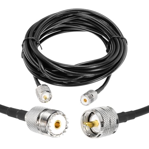 sourcing map 1PCS RG58 Coaxial Cable 25ft/7.6 M, UHF PL-259 Male to UHF SO 239 Female Coax Cable 50 Ohm Low Loss Cable for CB Radio, Ham Radio, Antenna Analyzer