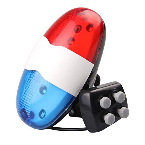 Wopohy Lumière Clignotante de vélo, lumière de klaxon de vélo 6 LED 4 Tons vélo sirène de Police Avertissement lumière de sécurité pour Accessoires de...