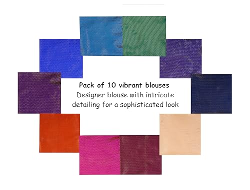Image of Nilavan Designer Blouse Material | Traditional Unstitched Blouse Combo Pack | Multi-Color Blouse Pieces for Women