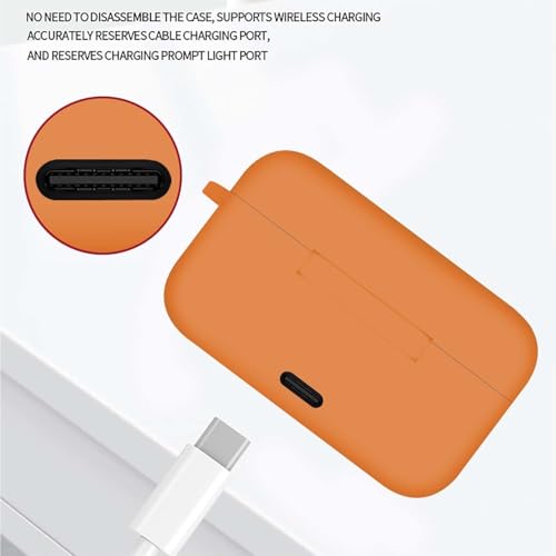 Image of Aniex Silicone Case Cover for realme Buds T500 Pro, Shockproof, Anti-Slip, Dustproof, Scratch Resistant, with Carabiner Hook, Full Body Protection (Circle Orange)