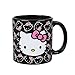Hello Kitty Face Outlines 16 Oz Heat-Reactive Black Ceramic Mug