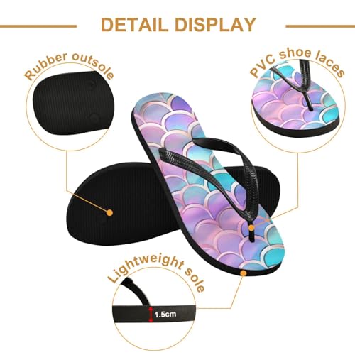Mermaid Scale Beach Summer Casual Flip Flop Sandals Non-Slip Quick Dry for Women Men 214B27222