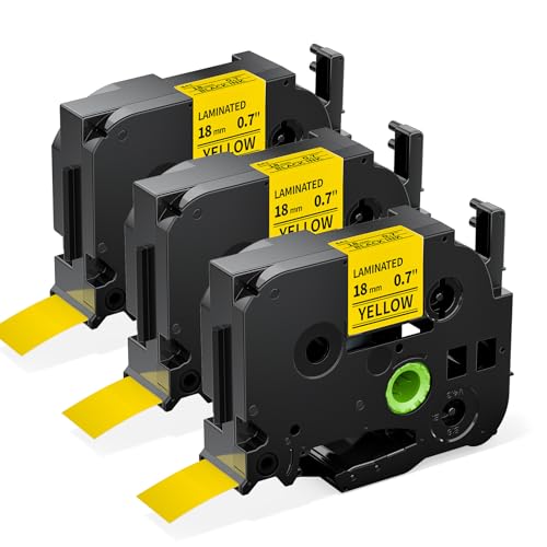 Upwinning TZe-641 Label Tape Yellow 18mm Compatibel with Brother P Touch Label Tape 18mm Yellow, Tze641 Tze 641 Compatible for Brother P-Touch Label Printers D400 D450 D460 E300VP H500, 3 Pack
