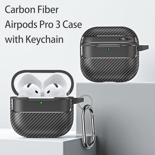 Image of for Soft AirPods Pro 3 Case 2025 | Cool Carbon Fiber Air Pods Pro 3 Case | with Keychain | Airpod 3 Pro Cases for Man(Model A2700 /A2931)(Black)
