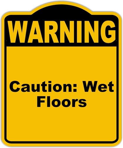 Caution Wet Floors Warning Yellow Black Aluminum Composite Sign 8.5 x 10 inches