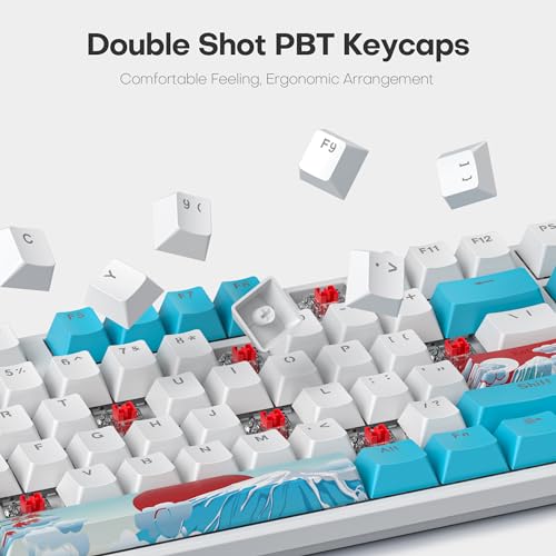 Image of PBT Double Shot 104 Keys Keycaps, OEM Profile Custom Keycaps Set for 61 /87 /104 MX Switches Mechanical Keyboard(Sea)