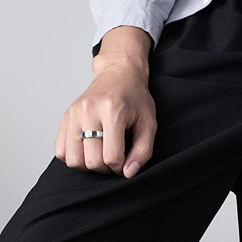 Minimalist Cross Christian Jesus Christ Lord Prayer Rotating Stress Relief Spinner Fidget Band Rings For Men Women Girls Boys For Anxiety Finger Rotate Freely Stainless Steel Fashion Cool Ring Birthday Bff Boyfriend Gifts (Silver, 5) #TOP1